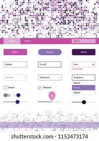 Light Purple vector ui ux kit with circles. Web ui kit with abstract gradient circles in its header. This template you can use for landing pages.