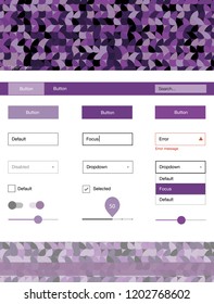 Light Purple vector ui ux kit with circles. Simple Material Design Kit with colorful dots in header. Beautiful layout for websites, landing pages.
