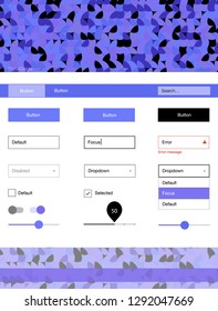 Light Purple vector ui ux kit with circles. Simple Material Design Kit with colorful dots in header. Modern template for your landing page.