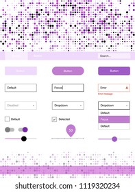 Light Purple vector web ui kit with spheres. Decorative ui kit design in abstract style with colorful dots. This template you can use for websites.