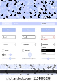 Light Purple vector web ui kit with spheres. Simple Material Design Kit with colorful dots in header. Simple colorful design for websites.