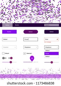 Light Purple vector web ui kit with spheres. Colorful ui/ux kit with header consisted of spheres. This template you can use for landing pages.