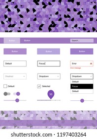 Light Purple vector web ui kit with spheres. Simple Material Design Kit with colorful dots in header. This sample is for your website.