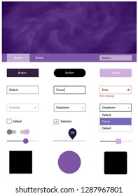 Light Purple vector web ui kit with nebula stars. Beautiful ui ux kit with colorful sky in its header. This template you can use for landing pages.