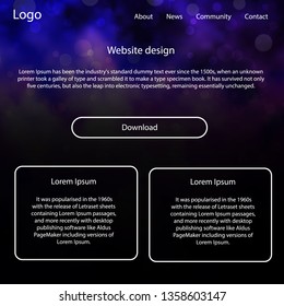 Light Purple vector web ui kit with nebula stars. Colorful ui/ux kit with header consisted of clouds & stars. Beautiful layout for websites, landing pages.