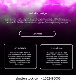 Light Purple vector web ui kit with nebula stars. Simple Material Design Kit with colorful clouds in header. This template you can use for websites.