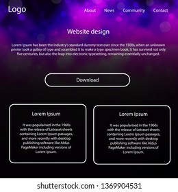 Light Purple vector web ui kit with nebula stars. Web ui kit with abstract gradient clouds in its header. This template you can use for websites.
