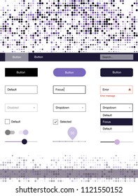 Light Purple vector wireframe kit with dots. Web ui kit with abstract gradient circles in its header. This template you can use for websites.