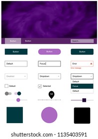 Light Purple vector wireframe kit with galaxy stars. Web ui kit with abstract gradient clouds in its header. Beautiful layout for websites, landing pages.