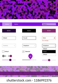 Light Purple vector wireframe kit with dots. Simple Material Design Kit with colorful dots in header. This template you can use for websites.