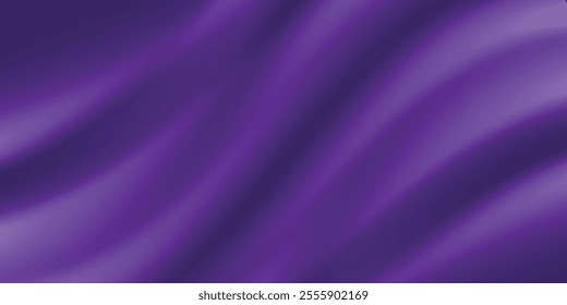 Light purple wave abstract background. Gradient. The surface texture of the fabric is firm. Dark colored background with space for design. Plum eggplant