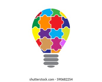 light puzzle icon, vector illustration eps10