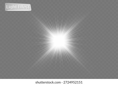 Estallido radial ligero con rayos brillantes sobre fondo transparente.
