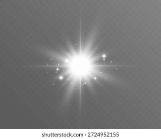 Estallido radial ligero con rayos brillantes sobre fondo transparente.