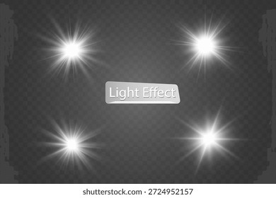 Estallido radial ligero con rayos brillantes sobre fondo transparente.