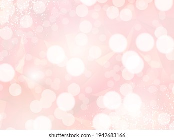 Light radiant sun vector design frame. Stylish pink and gold glitter card. Bokeh clouds card. Sparkling texture.Trendy wedding invitation. Glamour fairytale elegant decoration. Fantasy pastel color