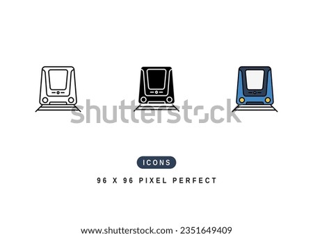 Light Rail Icon. City Train Subway Symbol Stock Illustration. Vector Line Icons For UI Web Design And Presentation