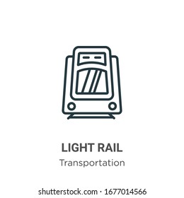 Icono vectorial de contorno de carril ligero. Icono de barandilla negra de línea delgada, ilustración de elemento simple vector plano del concepto de transporte editable trazo aislado en fondo blanco
