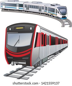 Light rail or light rail transit (LRT) - vector