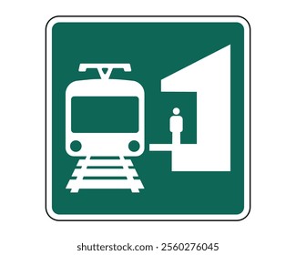 Light Rail Transit Station Ahead Sign Vector Indicating Upcoming Station, Perfect for Traffic Management and Public Transportation, High-Quality Vector Stock Image