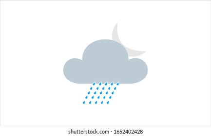 Light rain at night weather simple icon on white vector image
