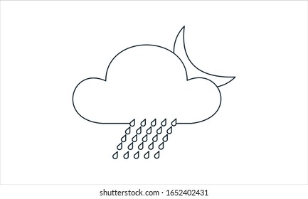 Light rain at night weather simple icon on white vector image