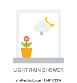 Light rain shower weather flat icon on white transparent background. You can be used light rain icon for several purposes.