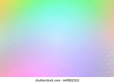 Light rainbow abstract geometric background with rows of triangles  