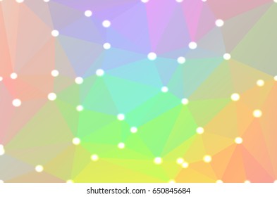 Light rainbow abstract low poly geometric background with defocused lights