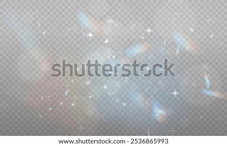 The light of Rainbow and white dust. Bokeh light effect background png. A gorgeous Christmas glowing dust background. A beautiful Rainbow flickering glow with confetti bokeh light and crystal flare.	
