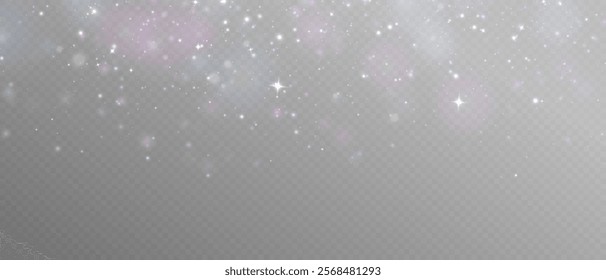 Light of Rainbow and white dust. Magic Dust in the night sky. Christmas Bokeh Lights. Bokeh light effect background png. Holiday Designs for poster, postcard on a transparent background, png. Holiday 