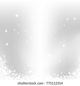 Light ray, star dust and snowflakes glitter shiny on silver background Christmas winter concept