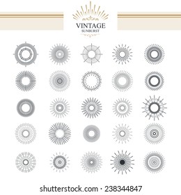  Light ray. Vintage sunburst collection with geometric shape.
