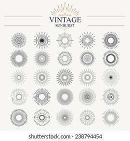  Light ray. Vintage sunburst collection with geometric shape.
