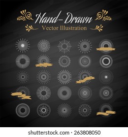 Light ray. Vintage sunburst vector collection, geometric shape
