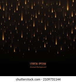 Light rays background. Falling lights or neon rays. Magical energy or cosmic motive. Realistic yellow comets falling from the sky.