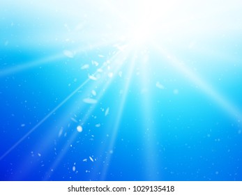 light rays and dust blue sky background