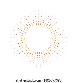 Marco claro con puntos anaranjados. Borrador de fondo. chispa radiante. Ilustración vectorial. Fondo de ráfagas de sol con rayos de sol. 