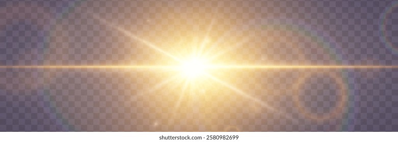 Light with rays and glare. Star explosion and flare.