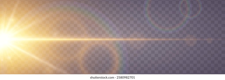 Light with rays and glare. Star explosion and flare.