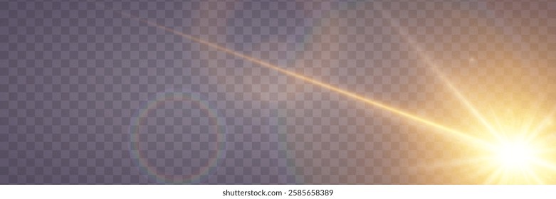 Light with rays and glare. Star explosion and flare.