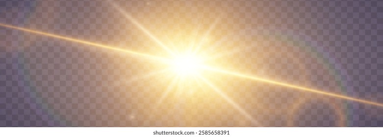 Light with rays and glare. Star explosion and flare.