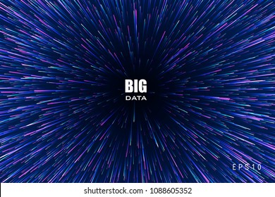 Light rays. Neon radial lines background for comic book. Circular geometric space background.