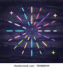 light rays neon symbol, vector neon glow on dark background