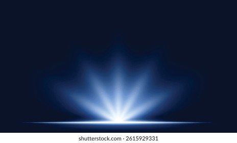 Light rays on black background. Abstract bright light flash effect design. Vector illustration