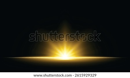 Light rays on black background. Abstract bright light flash effect design. Vector illustration
