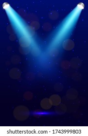 Light rays on a blue background. Vector stock illustration for poster