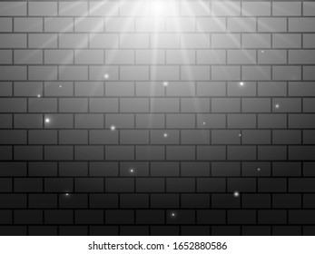 Light rays on a grey brick background. Vector stock illustration for poster