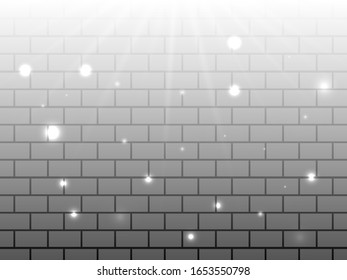 Light rays on a grey brick background. Vector stock illustration for poster