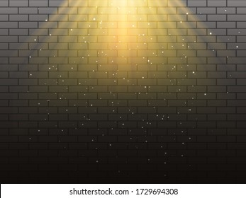 Light rays on a grey brick background. Vector stock illustration for poster